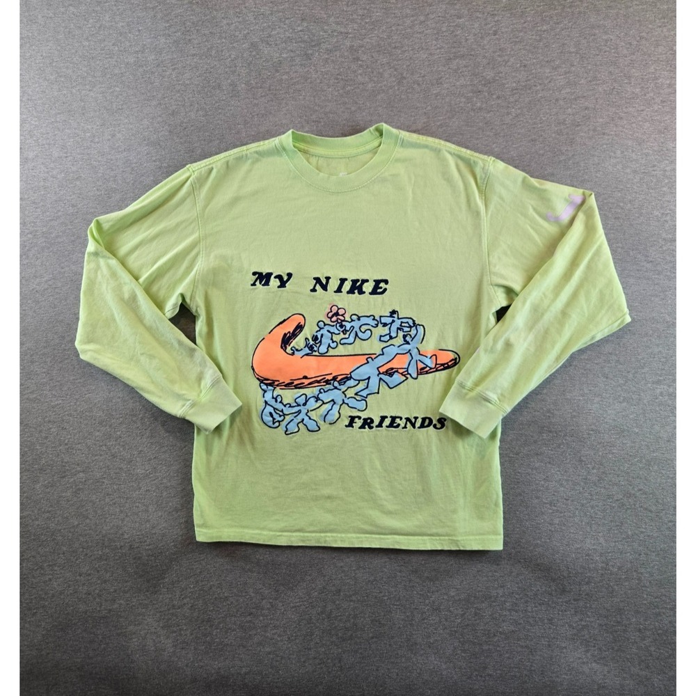 Nike Sportswear Longsleeve T-Shirt Mens S Lime‎ Oversized My Nike Friends DZ3080